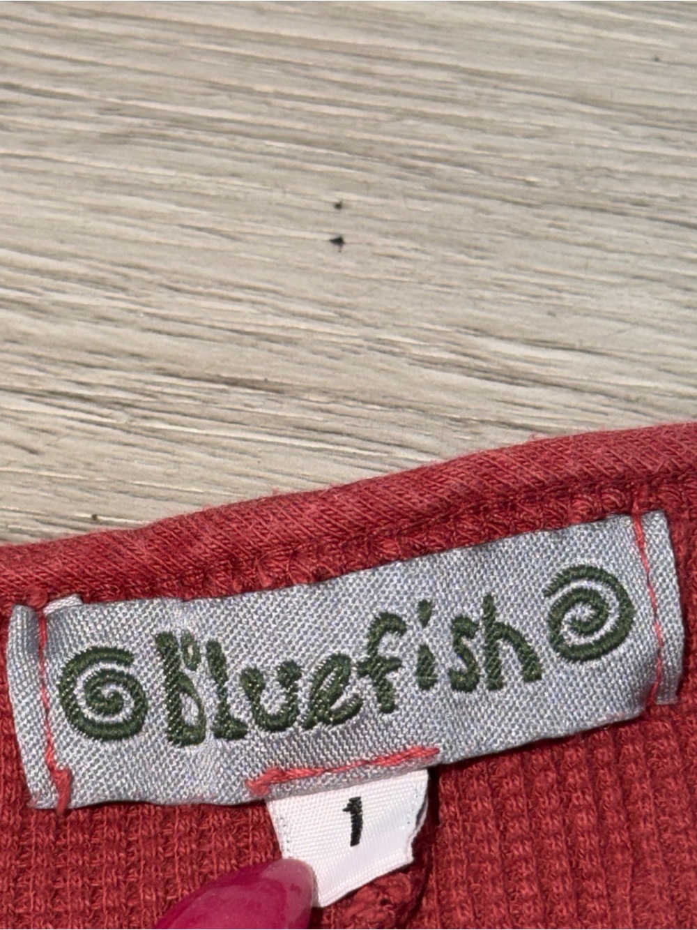 Blue Fish Washed Brick Red Cropped Thermal Sweatshirt - Picture 11 of 16
